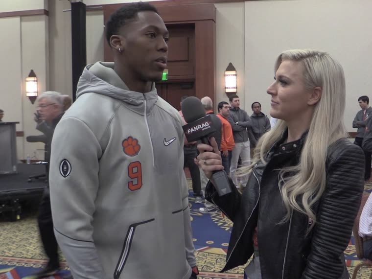 Wayne Gallman being interviewed on camera